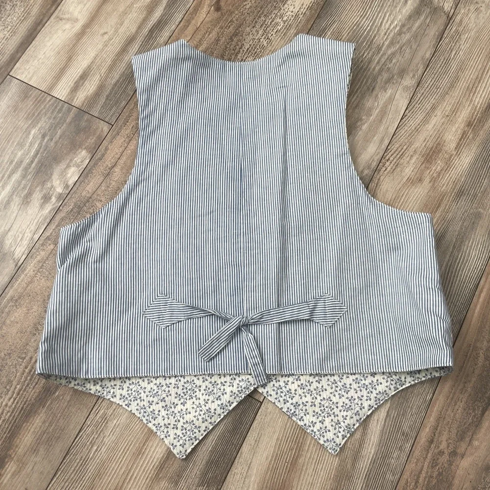 Patchwork Quilted Floral Mid-Length Vest with Pockets for‎ Women Size L